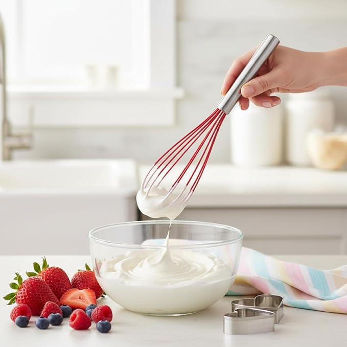 Mrs. Anderson’s Baking Non-Stick Wire Whisk, Silicone-Coated Stainless Steel, 12-inches