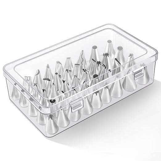 Piping Tips Storage Box with Fixed Pins, 42 Pegs Piping Tip Set Organizer Case, Cake Decorating Kit Storage Organizer