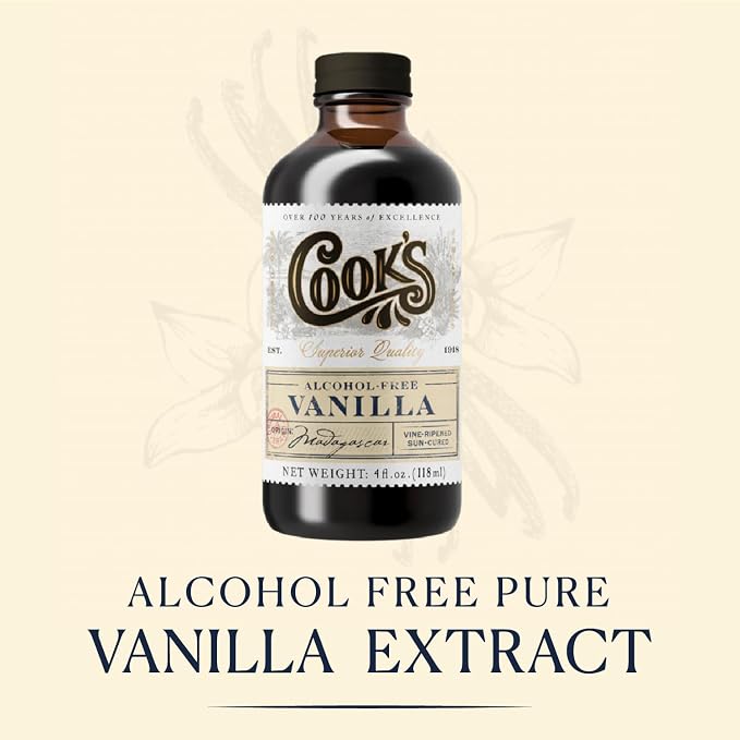 Cook's, Alcohol Free Pure Vanilla Flavoring, for Cooking, Baking, Desserts, Madagascar Vanilla Non-Alcoholic Extract Alternative, 8oz