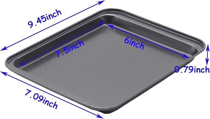 Small Baking Sheet Nonstick 9.45 X 7.09 Inch (Inner 7.5x6), 8 Inch Mini Cookie Tray Toaster Conventional Oven Pan No Warp No Rust Magnetic Bakeware for 1 to 2 person 2 Pack | Inner 7.5 X 6", Carbon Steel Mini Pan, 1- 2 Persons Use, Reheat Food, No Warp...