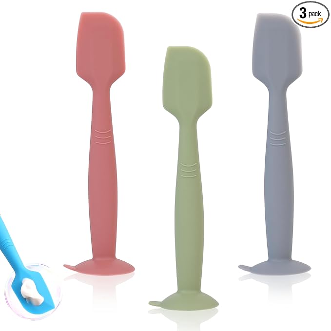 babove Baby Diaper Cream Spatula Applicator 3 Pack Butt Paste Spatula Soft Silicone,Diaper Rash Cream Applicator, Baby Essentials Must Haves Newborn Stuff (Red Green Grey)
