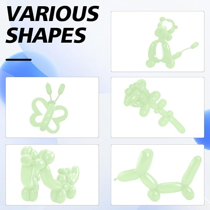 260 Balloons, 50pcs Maca Green Long Balloons for Arch, Animals Kit, Twisting