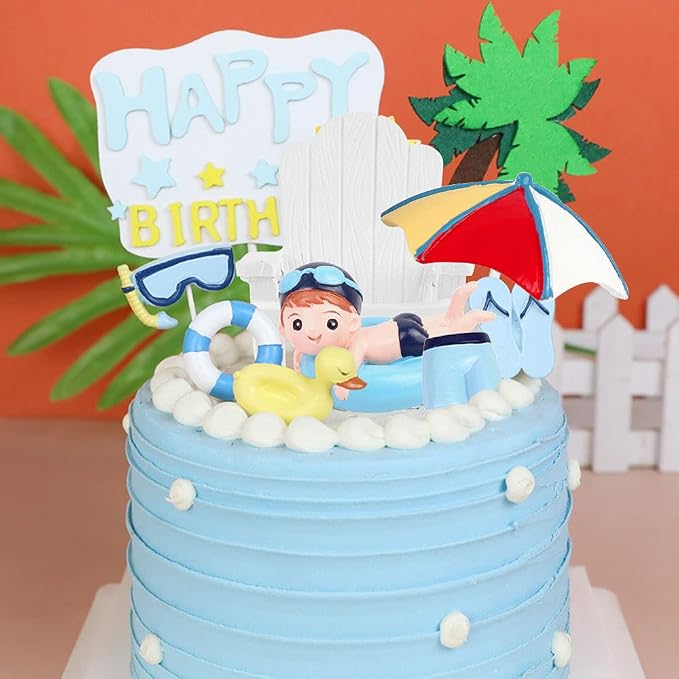 Swimming Pool Cake Decoration Beach Cake Decoration Swimming Pool Cake Topper Summer Beach Cake Toppers Summer Birthday Party Supplies Swimming Pool Party Supplies