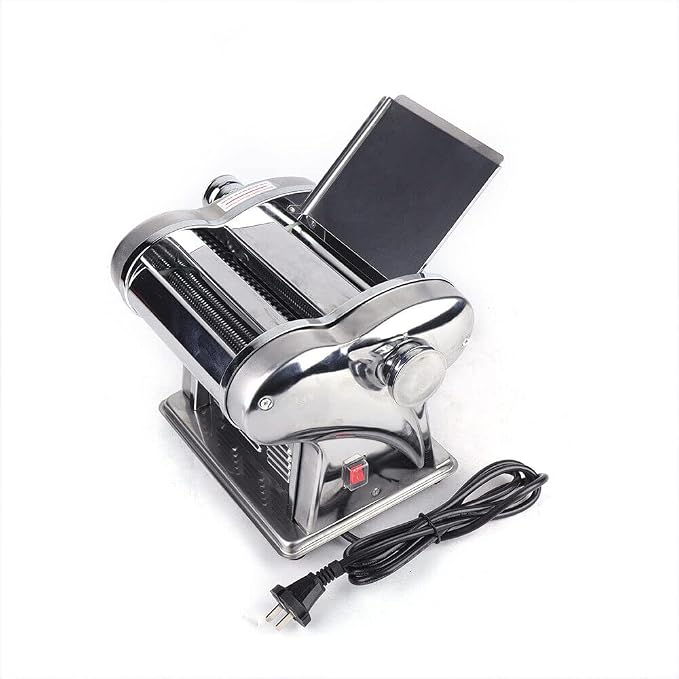 Xuthusman 135W Commercial Electric Dough Roller Sheeter Noodle Pasta Maker Machine Press Noodles Producing Stainless 4mm 110V W/2Blades 6-speed Adjustable