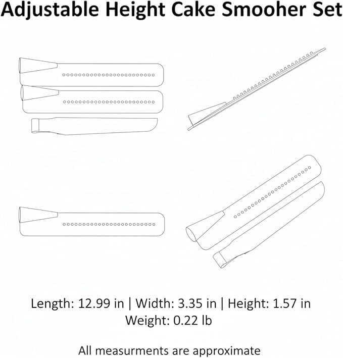 13-Inch Adjustable Cake Smoother Set, Stainless Steel Icing Spatula for Level Frosting and Sharp Edges on Tiered Cakes (2-Piece)