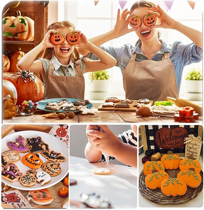 8Pcs 3D Halloween Plastic Cookie Cutters Cookies Moulds for Cake Fondant Biscuit Chocolate Pan Halloween Decoration Gifts