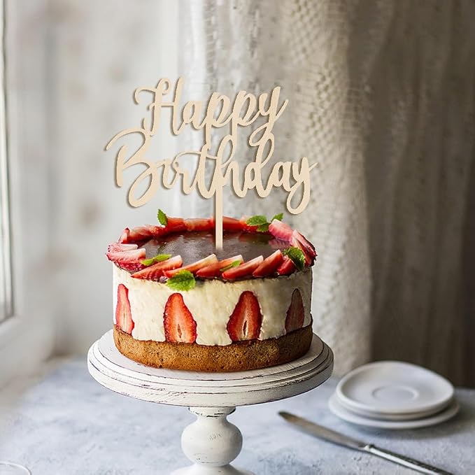 Happy Birthday Cake Topper Cake Decoration Suitable For Party Decoration For Anniversary/Birthday (wood)