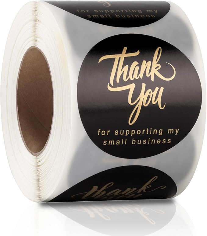 Thank You for Supporting My Small Business Stickers, 2in Self-Adhesive Labels Custom Sticker for Bakeries, Crafters & Small Business Owners, 500 Labels Per Roll