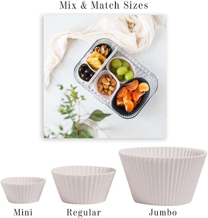 The Silicone Kitchen Reusable Silicone Baking Cups, Non-Toxic, BPA Free, Dishwasher Safe, Jumbo, 12 Pack, Designer White