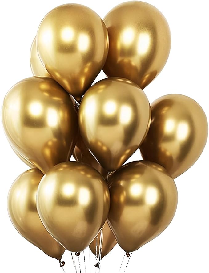 Voircoloria 105pcs Metallic Gold Balloons 12inch Party Latex Balloons for Birthday Graduation Baby Shower Wedding Anniversary New Year Party Decorations