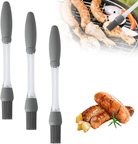 Silicone Basting Brush, Heat Resistant Pastry Oil Brush, Food Grade Cooking Brush for Spreading Oil Butter Sauce, Ideal for Baking BBQ Grilling, Kitchen Gadgets for Home and Outdoor Use (3pcs)