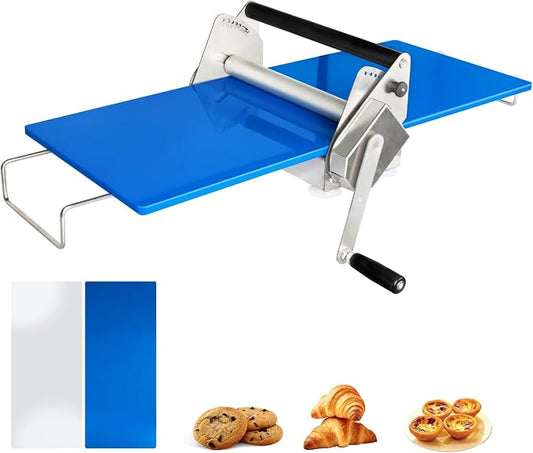 Commercial Dough Sheeter Machine for Pizza&Pastry, Manual Dough Roller with Adjustable Thickness, Foldable Stainless Steel Dough Rolling Machine for Pizza, Home Use (12" Dough Sheeter)