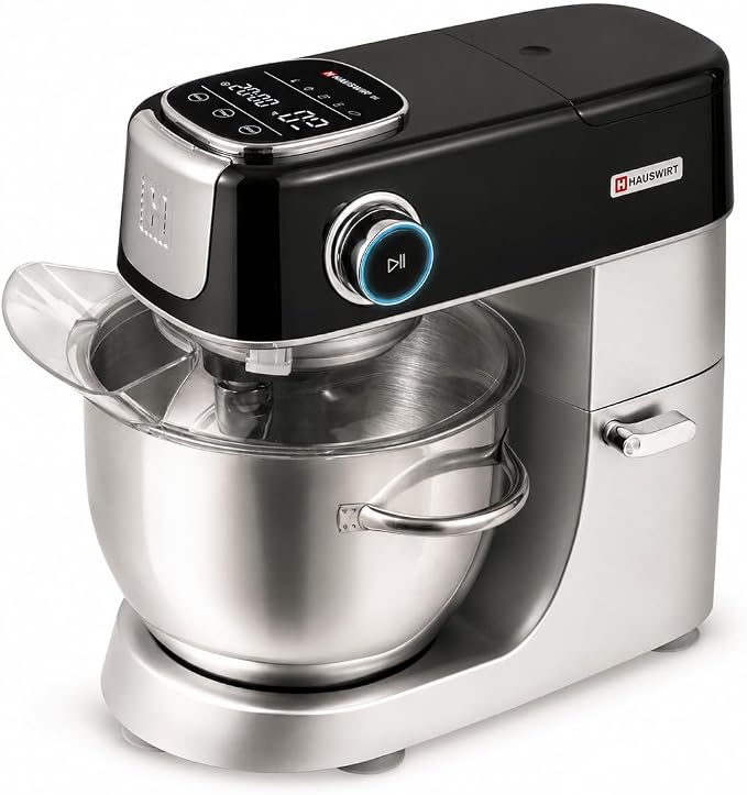 Hauswirt Stand Mixer Silent with LED Touch Screen, 5.3QT XL Large Mixers Kitchen Electric Stand Mixer for Household, 500W DC Motor 11-Speed for Bread Pasta Meat – Black