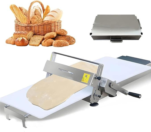 Manual Dough Sheeter, Stainless Steel Folding Dough Sheeter Machine with 0-27mm Adjustable, Includes Press Board for Croissant, Puff Pastry, Pizza Dough, Home Bakery & Commercial
