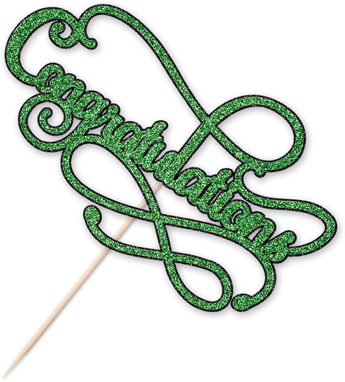Congratulations Cake Topper,Congratulations 2026 Graduation Cake Topper,Graduation, Wedding, Retirement, Birthday, Anniversary, Celebration Party Decorations Supplies (Black Green)