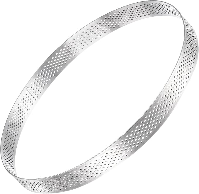 uxcell Stainless Steel Small Cake Rings, Perforated Cake Mousse Ring Kitchen Baking Heat-Resistant 7.8" Diameter, 0.8" Height,for Cake Dessert Biscuit Chocolate, Silver