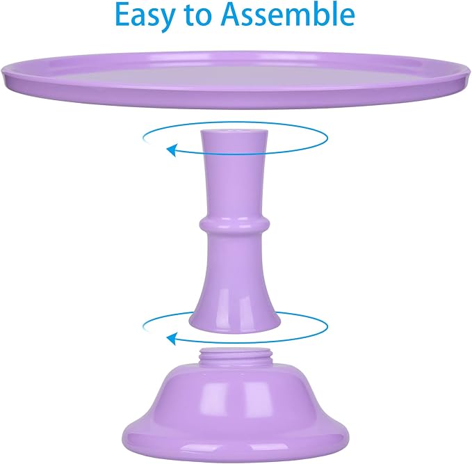 11-Inch Round Melamine Cake Stand, Purple Single-Tier Dessert Display Stand for Cakes, Cupcakes and Party Table Decor