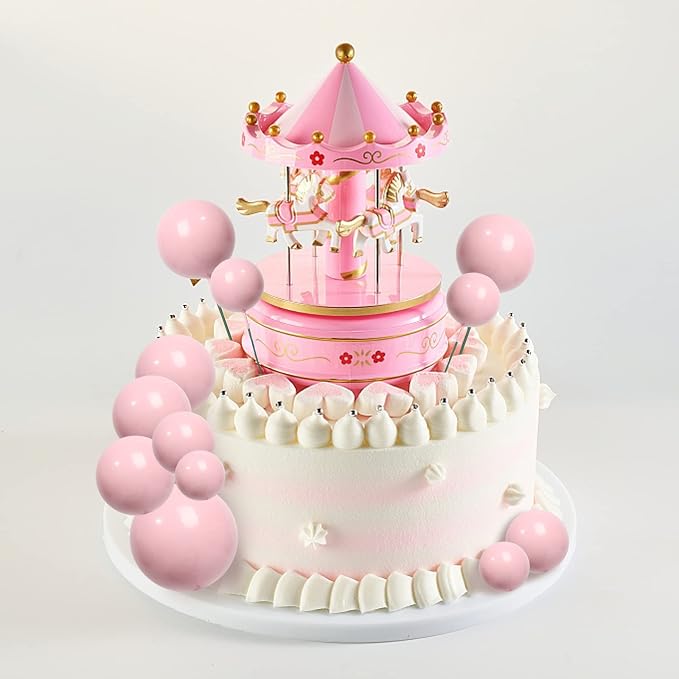 30 PCS Balls Cake Topper DIY Cake Insert Toppers Ball Cake Picks Cupcake Topper for Birthday Party Baby Shower Wedding Cake Decoration（Pink）