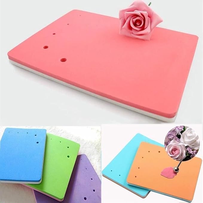 2 Pcs Fondant Foam Pad 5 Holes Sponge Mat Paste/Sugar Flower/Gum/Chocolate/Clay Modelling Tools Drying Tray by EORTA for Sugarcraft, Cake Decoration, Handmade, DIY, Random Color