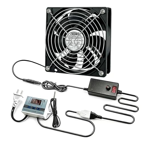 Dual Ball 120mm x 25mm AC Plug Cooling Fan with Smart LED Temperature & Speed Controller, High Airflow DC 12V Fans for AV Cabinet, Server Rack, Chassis, Workstation DIY