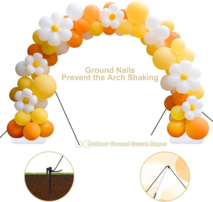 Balloon Arch Kit, 7.4ft Balloon Arch Stand Frame with Base: for Wedding Baby Shower Birthday Party Decorations Garden Arbors (White)