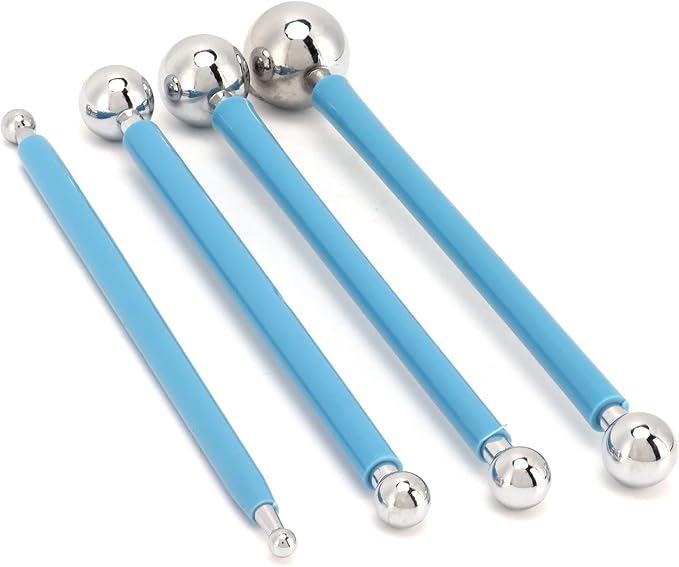 Set of 4 Cake Decorating Metal Tools fit for Fondant Modeling and Baking Projects Stainless Steel Sculpting Kit