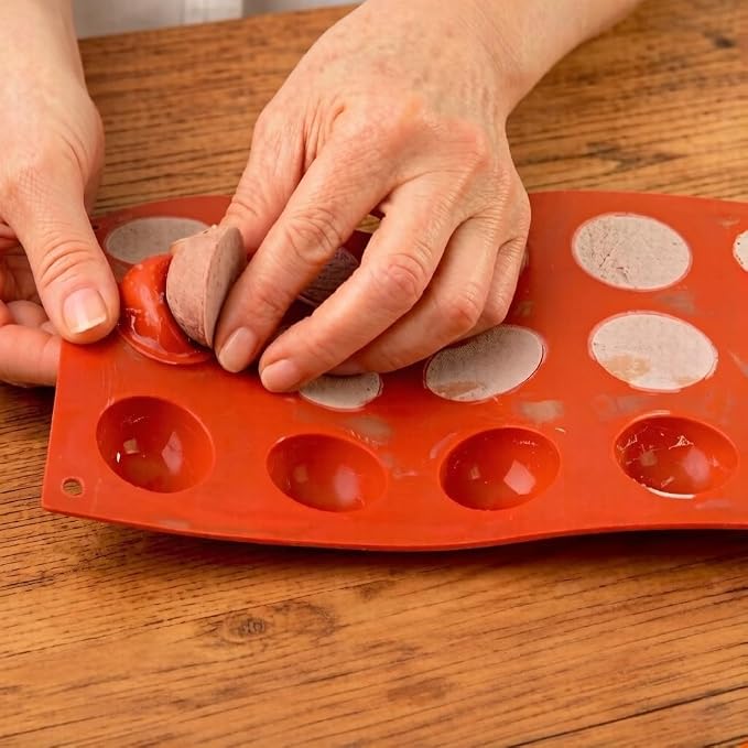 2-Pack 15-Cavity Silicone Baking Molds | Non-Stick Semi Sphere Molds for Jelly, Chocolate & Cake | BPA-Free Food Grade (Round/Half Sphere) by ENBRWAS