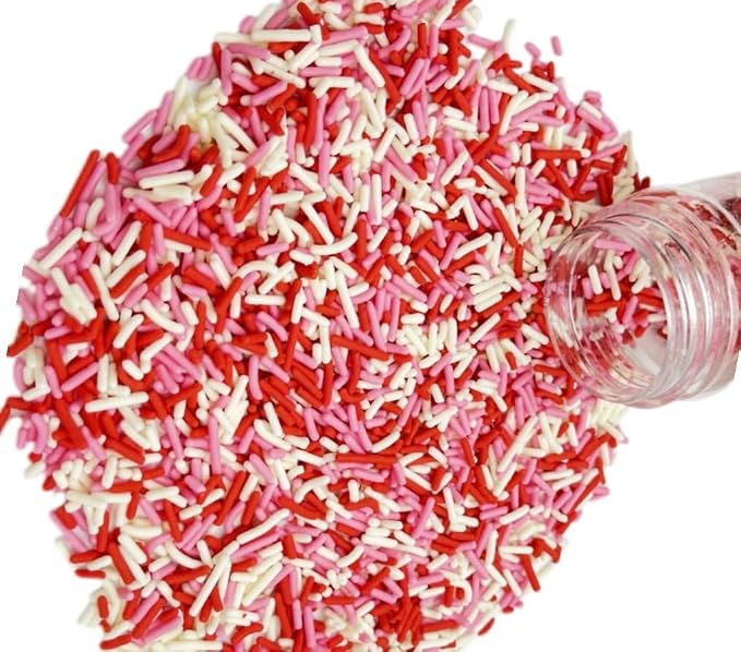 Sentovac Edible Valentines Jimmies Sprinkles for Cake Decorating Baking Cookie and Ice Cream Topper Decorations Sprinkles Supplies 78g/2.75oz