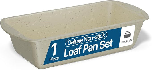 Nonstick Loaf Pan Set Pack of 1, Carbon Steel 11" Large Baking Bread Pan, Oven Safe Up to 450°F, PFOA, PFOS, PTFE Free, Space Saving Stackable Design, Stain Resistant, Dishwasher Friendly,White Marble