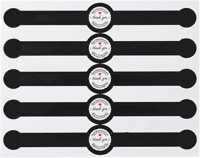 100 Pcs Food Baking Stickers Decorative Bakery Stickers Packaging Self Adhesive Tamper Evident Sealing Labels Decals Tag for Cakes Dessert Cookies Coffee(Black)