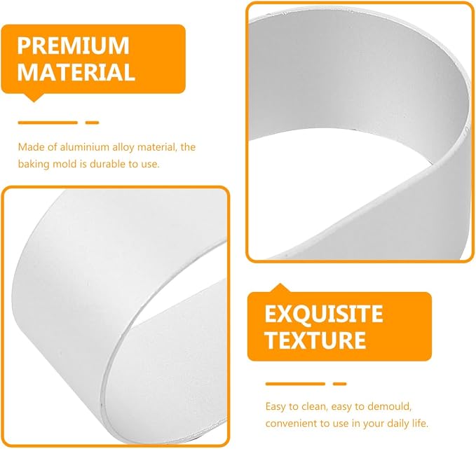 Cabilock 6 Pcs Mini Cake Baking Molds, Aluminum Alloy Non-Stick Oval Ring Molds for Diy Cake Making Pastry Tart Baking