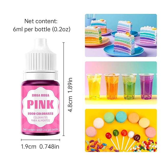 Food Coloring - Concentrated Liquid Food Coloring Set - Neon Liquid Food Color Dye for Baking, Decorating, Icing, Cooking, Slime Making Kit and DIY Crafts, 6ml Bottles (0.2 Fl. Oz) (0.2 Fl. Oz(Pack of 36))
