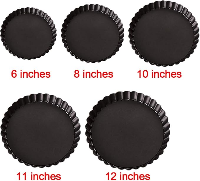 Tart Pan Removable Bottom, Pie Pans Non-Stick Pans Pie Round Fluted Tart Tins Baking Pan Mould Tray for Baking Cheese Cakes, Chocolate Tarts, Fruit Pies(8 Inch Outer Diameter)