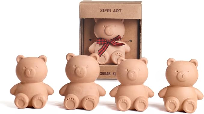 Brown Sugar Bear Keeper – 3D Terracotta Clay Sugar Saver Softener, Reusable Moisture Stone for Brown Sugar, Cookies, Marshmallows, Herbs, Baking & Kitchen Storage