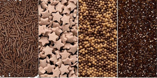 Chocolate Brown Sprinkles, 11.3oz/320g Star Nonpareils Jimmies Sugar Sprinkles 4 Jars Set for Baking Cupcakes Cookies