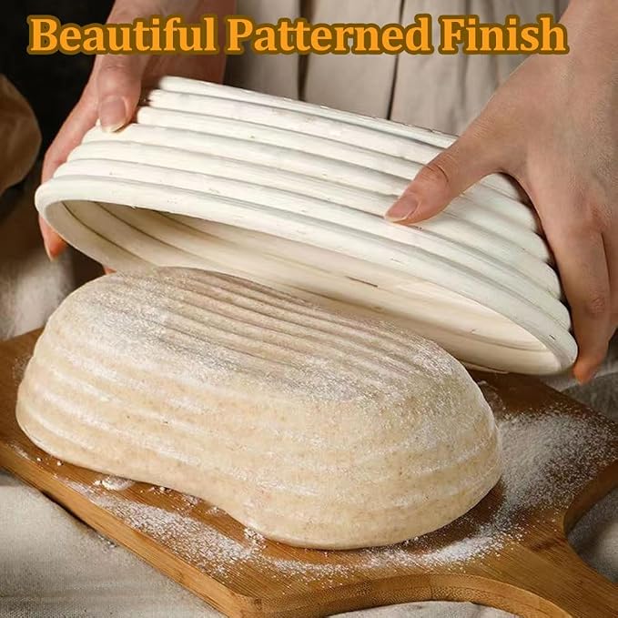 6 Pack 6.5 Inch Oval Bread Proofing Basket,Banneton Basket Bread Baking Bowl with Linen Liner Cloth, for Professional & Home Bakers Baking