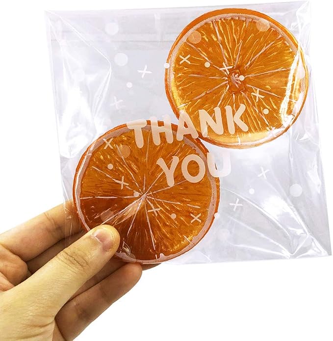 200pcs Clear Self-Adhesive Treat Bags – Cellophane Cookie & Candy Bags with “THANK YOU” Design for Bakery & Party Favors (5.5” x 5.5”)