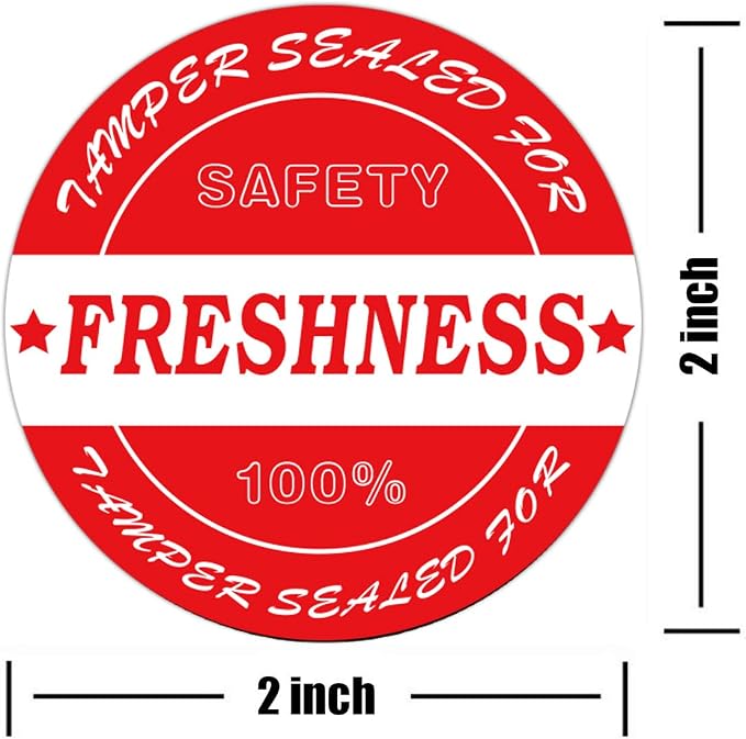 Food Delivery Tamper Evident Stickers, Sealed for Freshness Labels, 2 Inch Red Round Adhesive Stickers for Safe Food delivery (500 pcs)