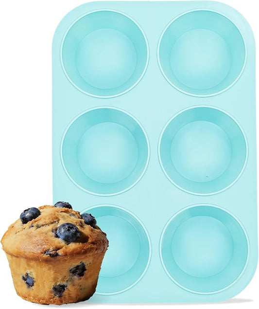 CAKETIME Jumbo Muffin Pan, 6 Cup Silicone 3.5 Inch Large Muffin Tin for Baking Giant Homemade Muffins, Cupcakes, Frittatas Non Stick
