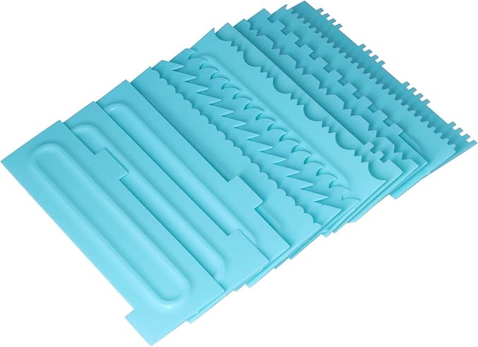 EVGATSAUTO 12-Piece Cake Decorating Comb Set, DIY Fondant Scraper Tool for Baking, Cake Pattern Modeling Kit for Home Kitchen Bakery