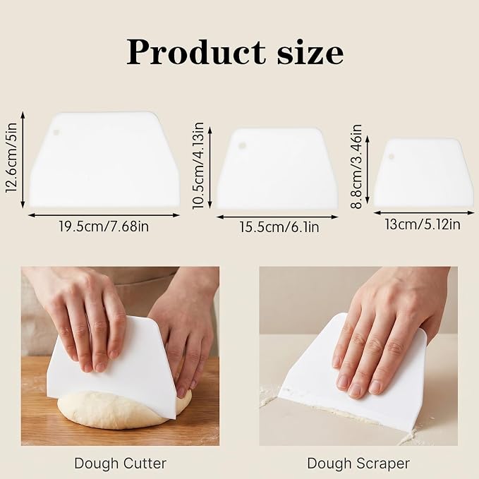6Pcs Flexible Cake Scrapers and Smoother 3 Sizes Dough Cutter Bowl Scrapers | Plastic Dough Scraper, Flexible Bench Scraper Practical Multipurpose Food Scrappers for Bread Doughs Cake Fondant Icing