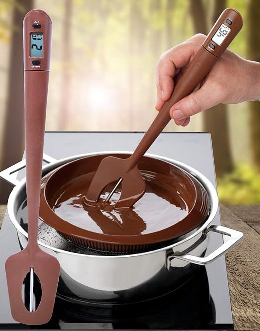HUOZHI Digital LCD Candy Spatula Thermometer, Instant Read Meat & Candy Thermometer Temperature Reader & Stirrer in One BPA Free Food Grade Silicone