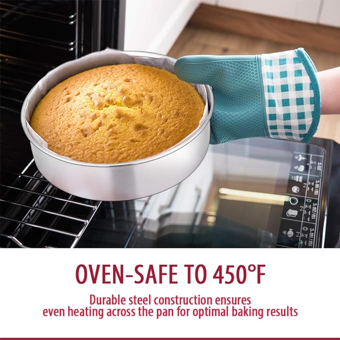 E-far Cake Pan Set of 3 (4 inch/6 inch/8 inch), Stainless Steel Small Round Layer Cake Baking Pans, Perfect for Tier Smash Cake, Non-Toxic & Healthy, Mirror Finish & Dishwasher Safe