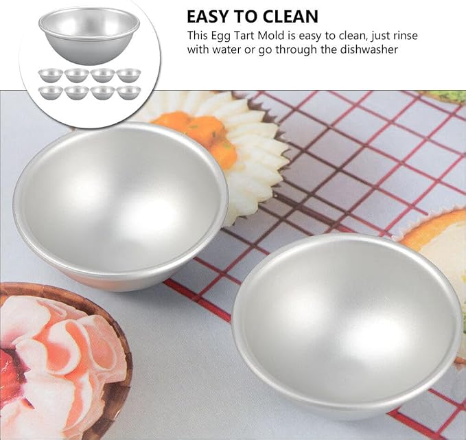 Yardwe 9-Piece Semi-Circle Tart Molds 2.24 in Reusable Baking Pans for Egg Tarts Pudding Fruit Biscuits Mini Pies Easy-Clean Bakeware for Afternoon Tea and Family Dinners