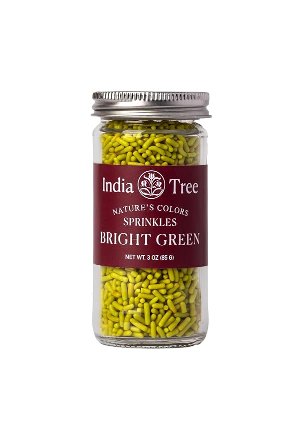 Bright Green Sprinkles – Vegan, Non‑GMO, Dye‑Free, Allergen‑Free, 3 oz Jar – India Tree Nature’s Colors