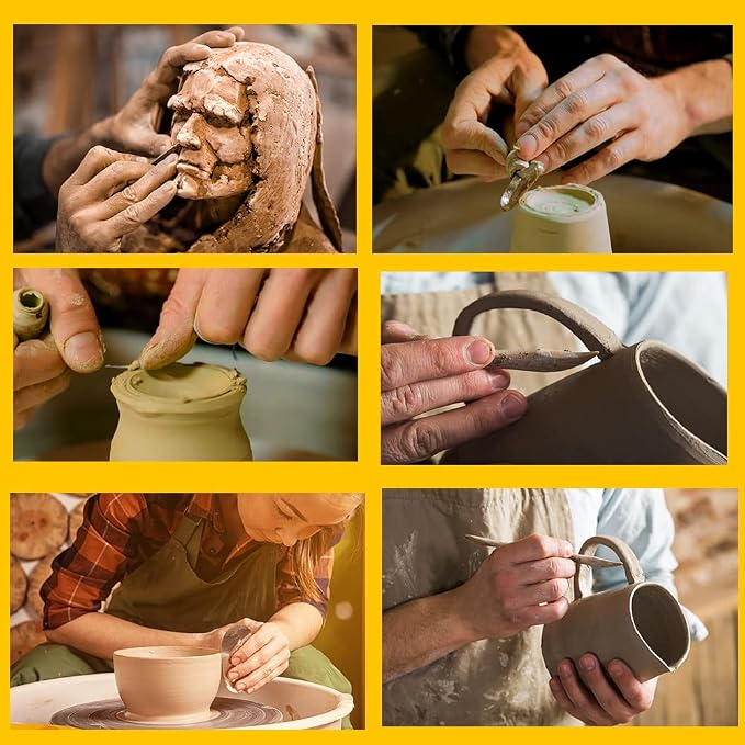Yagugu Pottery Supplies Clay Tools for Sculpting, 39Pcs Basic Wood Ceramics Carving Polymer Clay Tool Supplies kit Supplies for Adults and Artists Modeling Shaping Building for Art&Craft Gifts