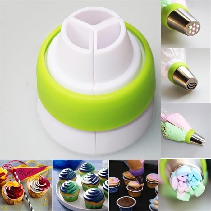 3 Packs 3 Color Icing Piping Bag Russian Nozzle Converter Coupler Icing Cake Decor Tools