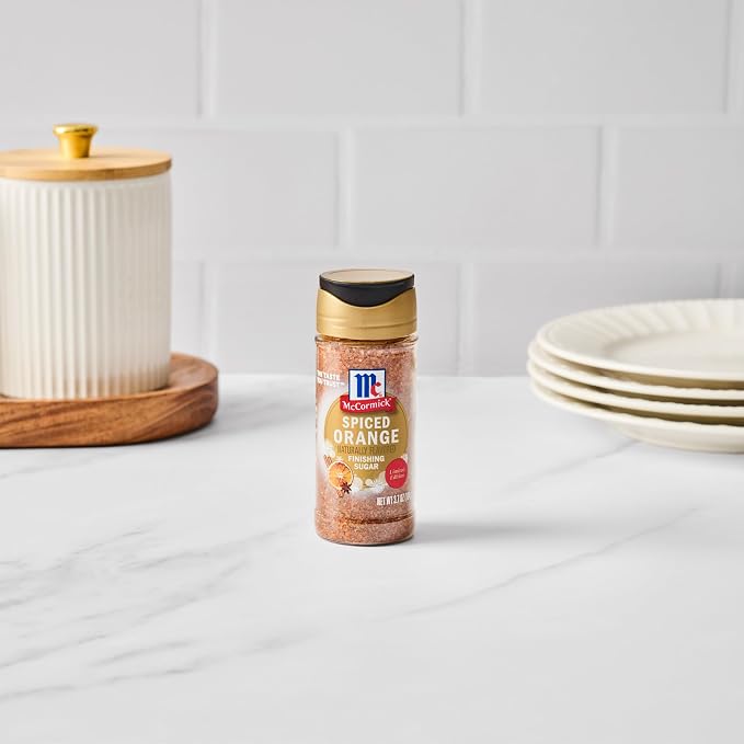 McCormick Finishing Sugar, Spiced Orange, Limited Edition, Bright Citrus Flavor with Warm Spices, For Muffins, Pie, Cocktails, Cider, Tea, and More, 3.7 oz