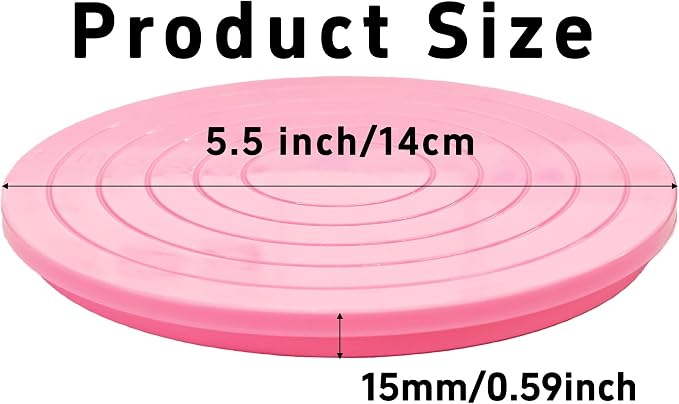 2PCS Cake Decorating Turntable 5.5inch Revolving Stand, Plastic Round Rotating Cookie Swivel for Home Kitchen Baking Tools Accessories Supplies Cupcake Pastry, Pink