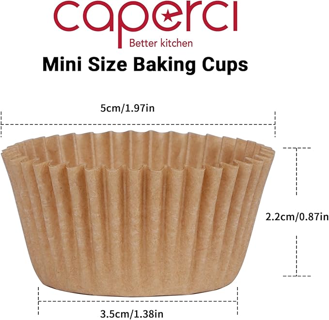 Caperci 500 Count Mini Cupcake Liners Natural Muffin Liners Greaseproof No Smell Small Cupcake Wrappers Baking Cups